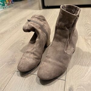 Gray Faux Suede Ankle Boots
